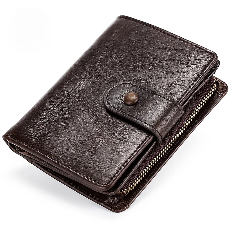 

Genuine Leather Men Wallet Casual Short Wallets Male Hasp Vintage Purse Coin Pouch Multi-functional Card Pocket