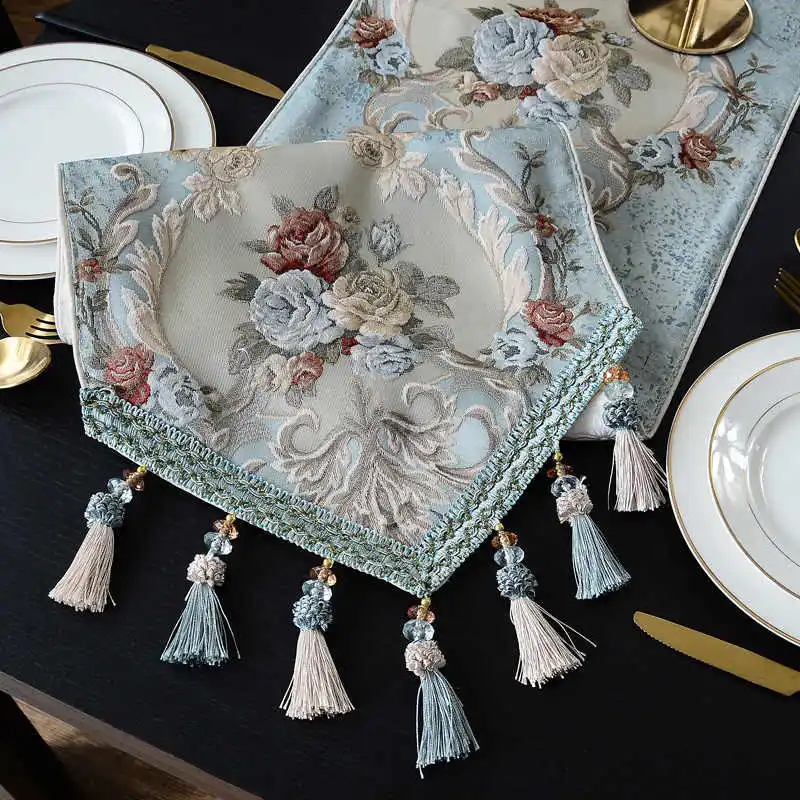 Jacquard table Runner Long Tablecloth Dining Table Decorative Table Runner Luxury Side Cabinet Shoe Cabinet Cloth Cover Towel