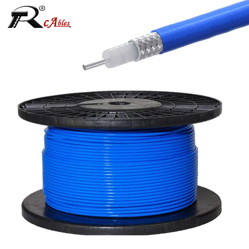 RG402 Coax Cable 50ohm Semi-Flexible Coaxial Cable with Tinned Copper Tube Blue FEP Jacket 0.141 Semi-rigid Flexible Coaxial Cab