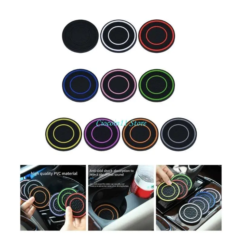 Y1UB Car Water Cup Holder Pad Universal Bottle Holder Insert Honeycomb Mat Non Slip Embeded Mat Silicone Cup Holder Pad