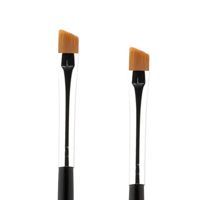 2 個眉輪郭ブラシ小さな角度眉毛アイライナーメイクブラシ黒ハンドル顔鼻アイシャドウ化粧品美容ツール
