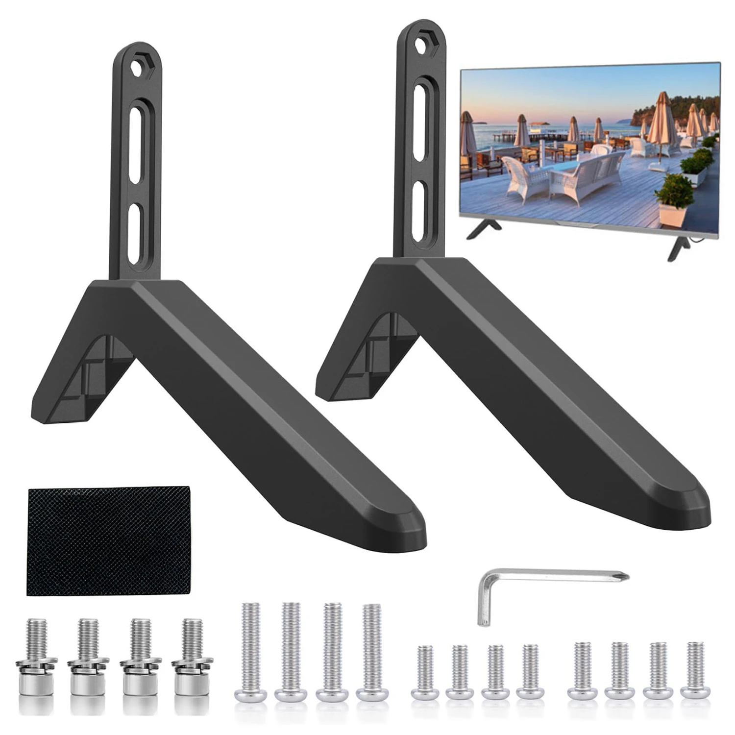 2Pcs Universal Aluminum Alloy TV Stand Base for 32-75 Inch Flat Screen Televisions Heavy-Duty Stable Replacement TV Legs