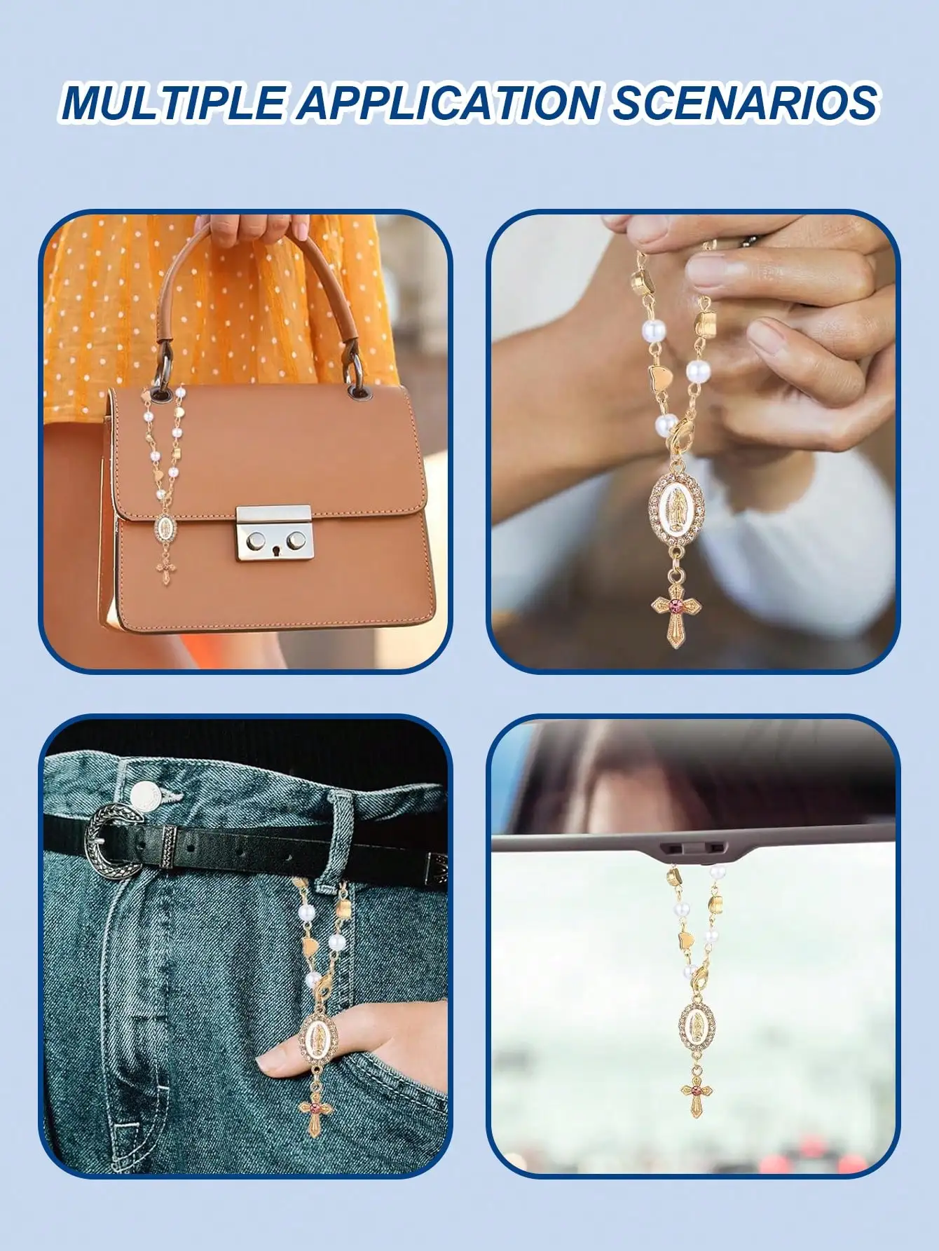 1PC religieuze rozenkrans auto hangend ornament – kan worden gebruikt als decoratie voor achteruitkijkspiegel of stuurwiel