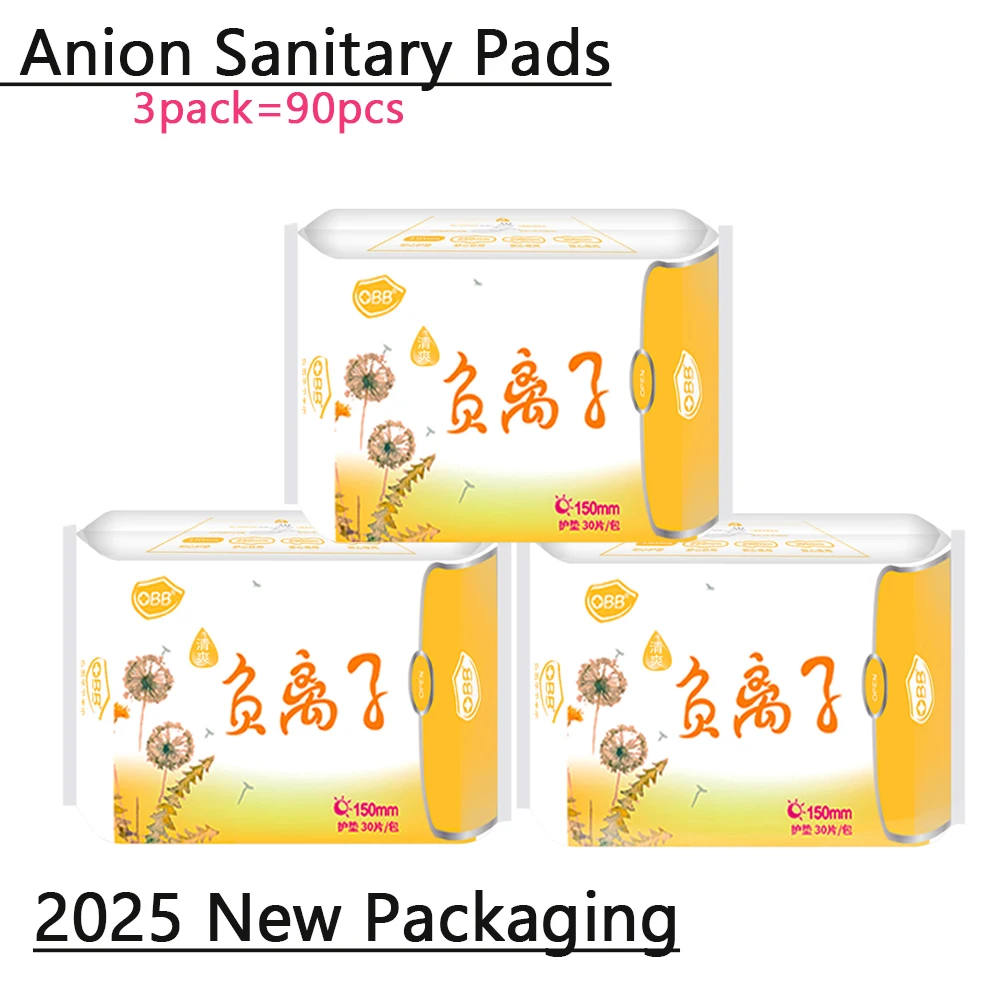 90pcs Anion Sanitary Napkin Ladies Sanitary Towel Daily Use Women Panty Liners 100% Cotton Menstrual Panties Pads Period Gasket