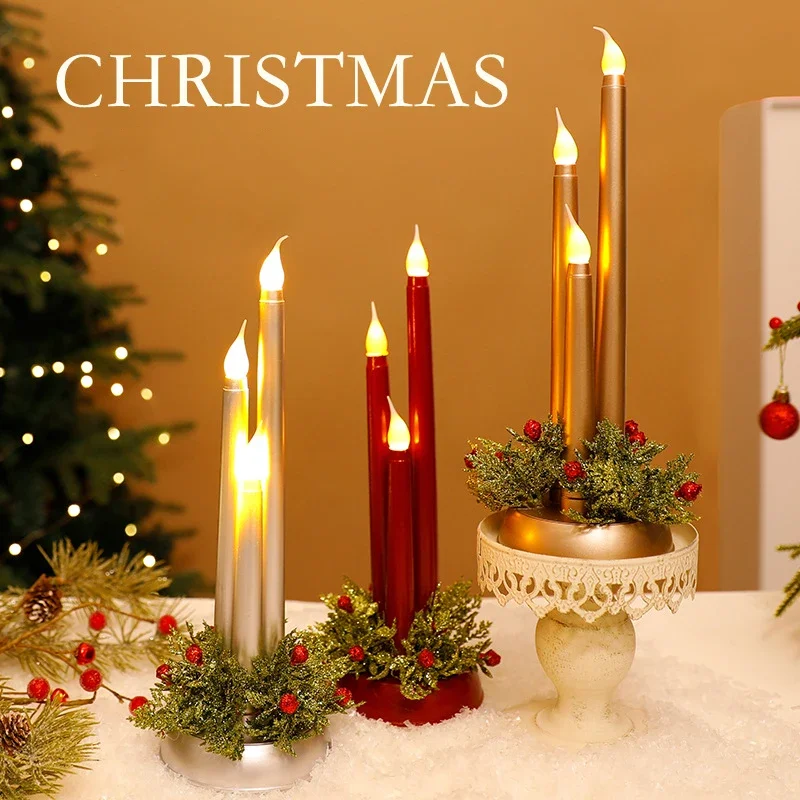 

Christmas LED Electronic Candle Christmas Candle Ornaments Table Decoration Night Light Christmas Festival Props 1 PC