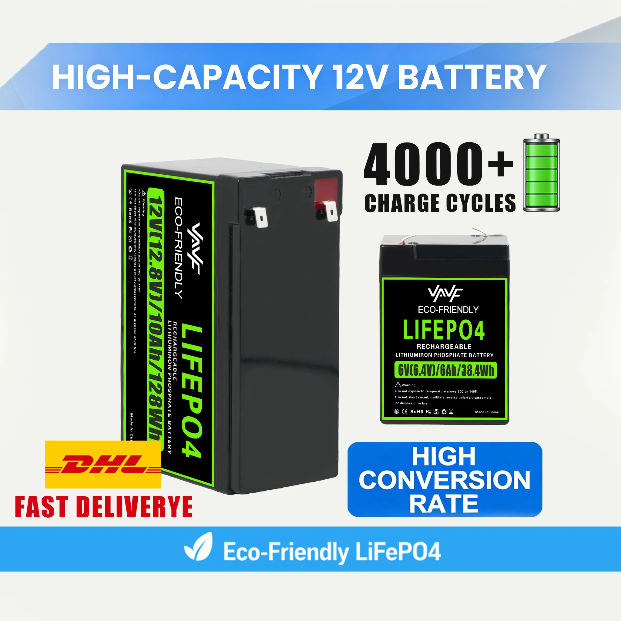 

LiFePO4 Battery 12V 10000mAh Built-in Smart BMS☀️4000+CyclesSuitable for Solar Panels,Camper Vans,Marine Crafts,Overlanding