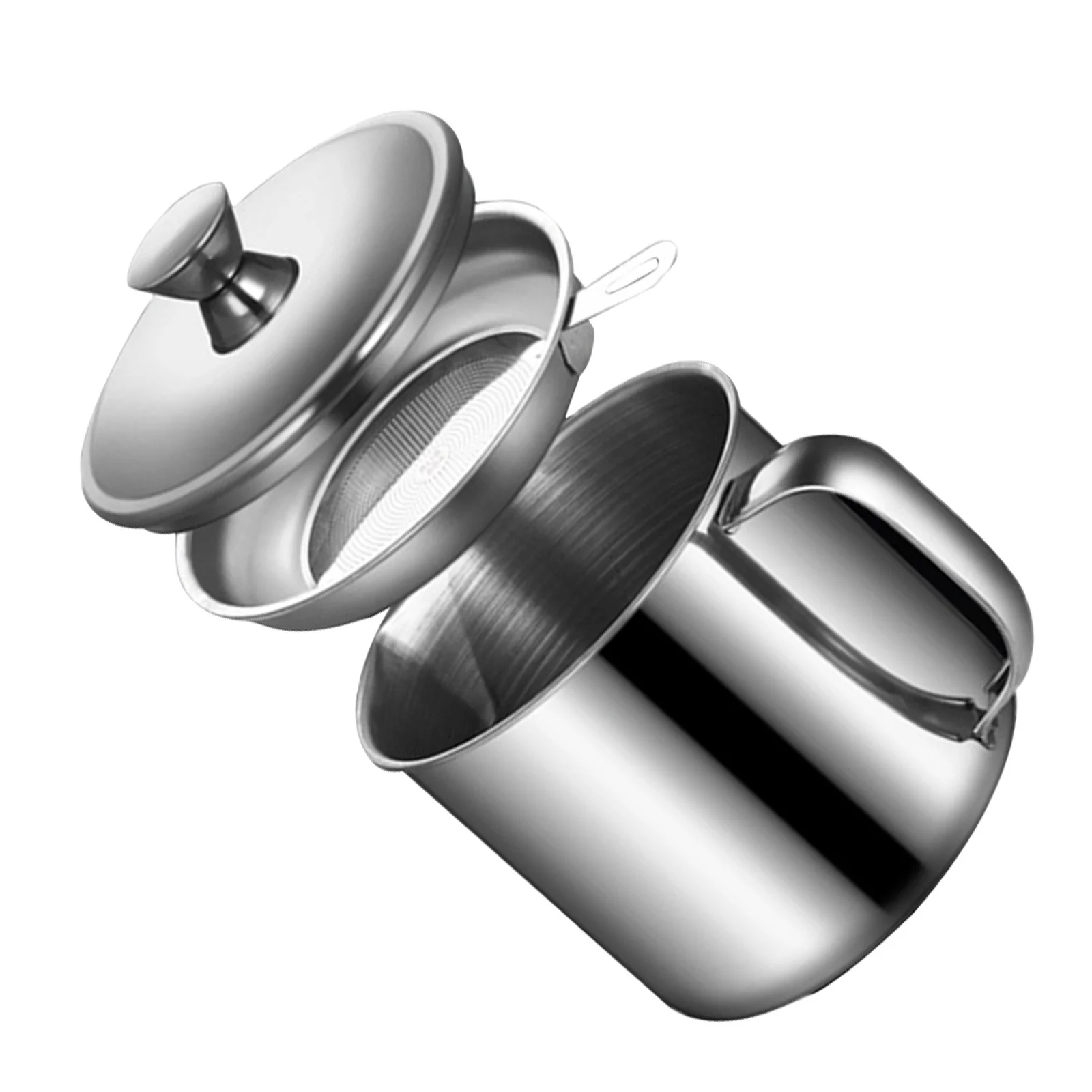 

Kitchen Oil Pot Cooking Container Household Dispenser Light-blocking Large Grease with Strainer Silver Convenient