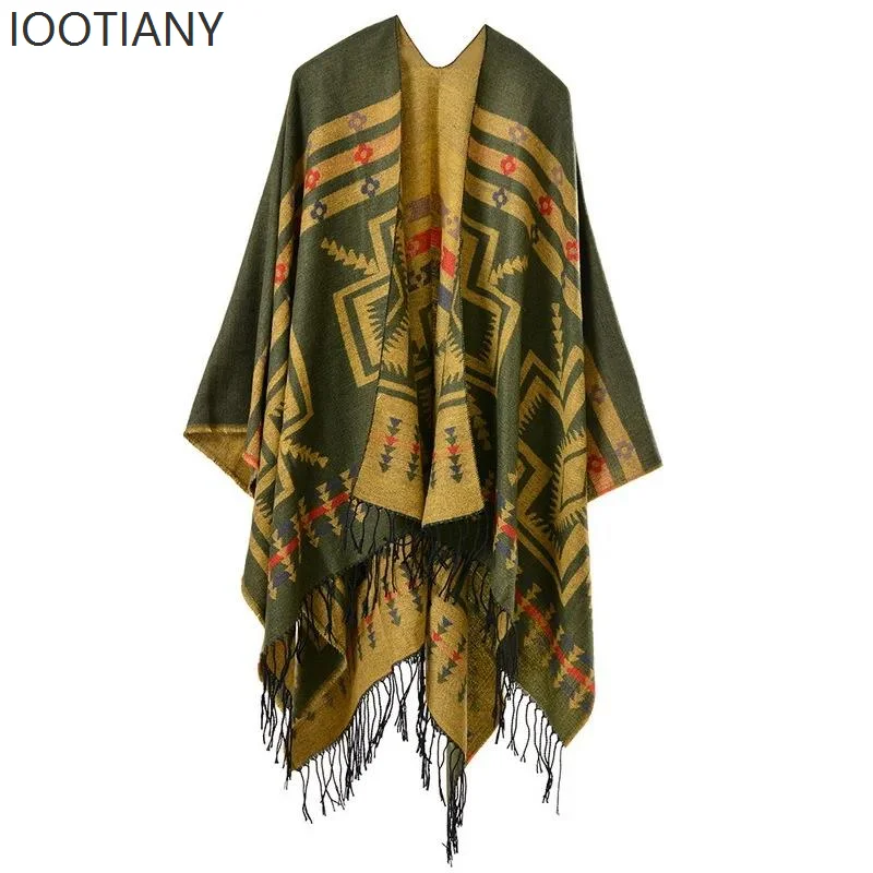 Autumn And Winter Popular New Scarf Women's Cross Plum Blossom Tassels Extended Shawl Imitation Cashmere Thickened Shawl Scarf 4