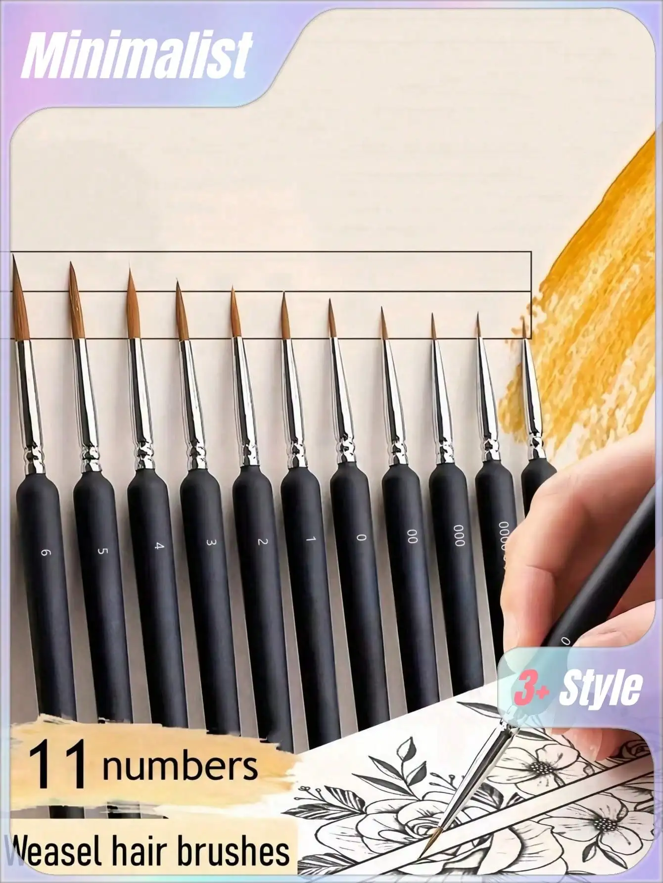 

Wolf Hair Pointed Brush Set – Watercolor & Oil Painting Brushes, Fine-Tipped Line Drawing Brush