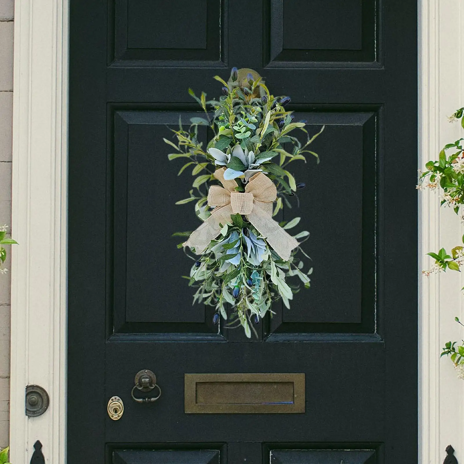 

Artificial Olive Wreath Front Door Party Home Decor Spring Summer Stair Swag