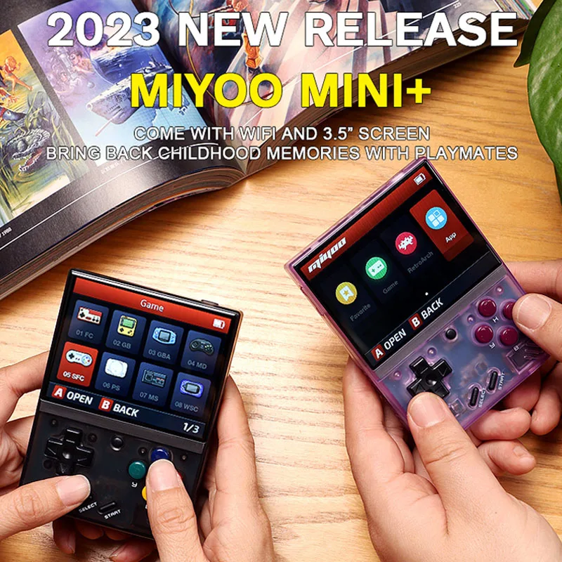 MIYOO MINI + Plus 휴대용 레트로 게임 콘솔 3.5" OCA IPS HD 스크린 WIFI 휴대용 게임 콘솔 오픈 소스 Linux 시스템 양파 OS