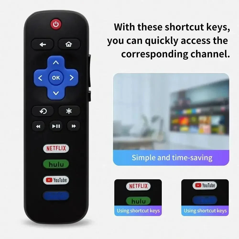 Universal Remote Control for Roku Series TV NETFLIX HD XD XS Streaming Player with Vudu Pandora Youtube Keys Infrared Controller