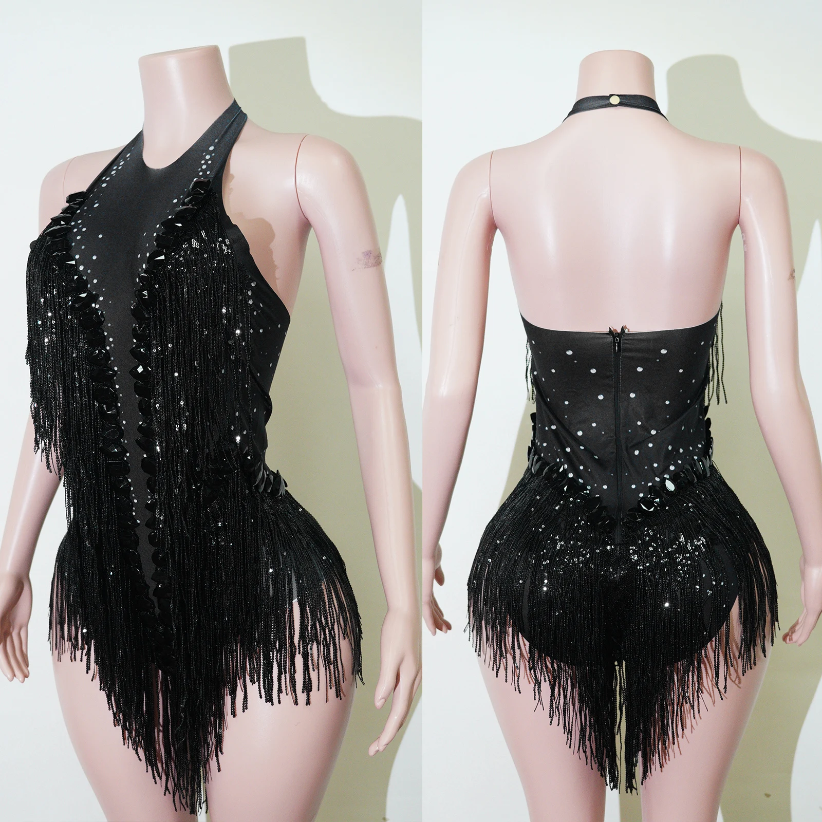 Dames Feestdanskostuum Stadiumkleding Stretch bodysuits Kwastje Turnpakje Prestaties Sparkly Strass Fringe Kleding Nachtclub
