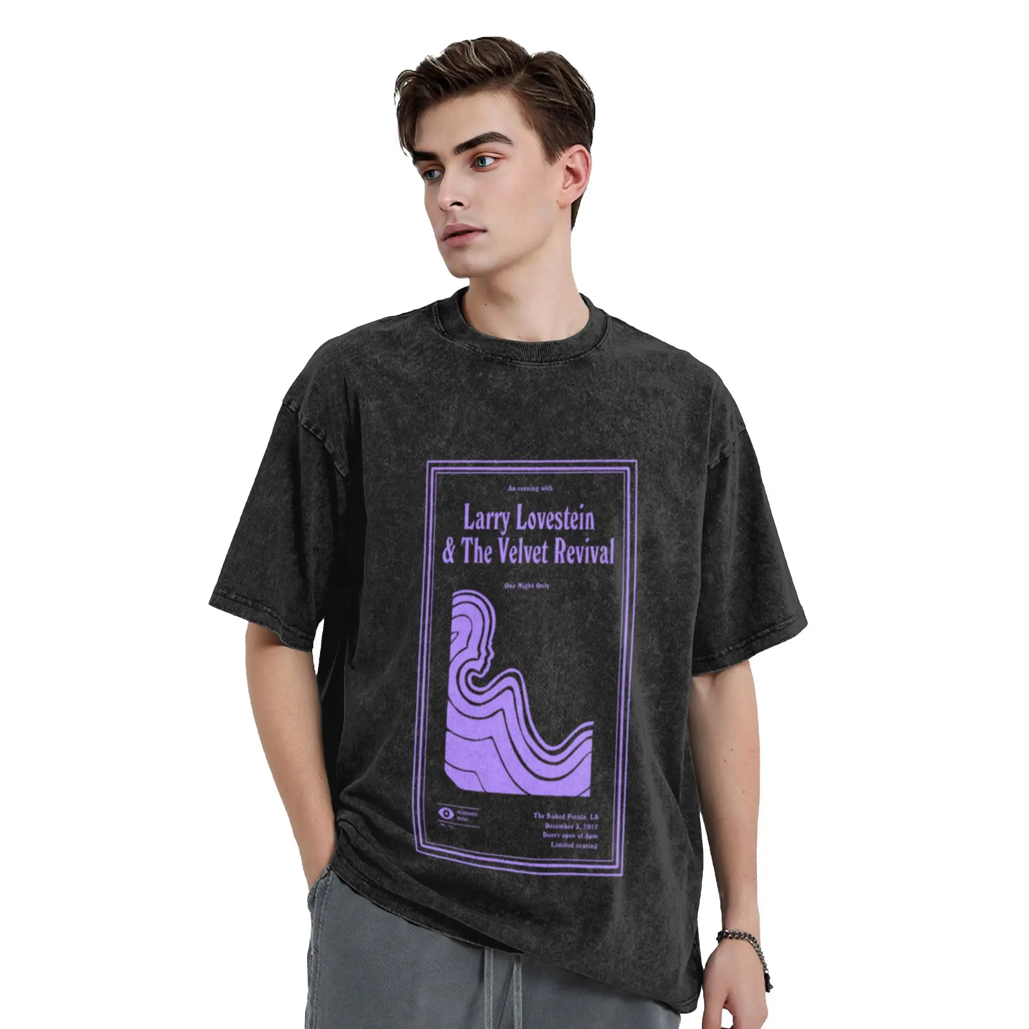 Larry Lovestein   The Velvet Revival Classic Chic A Washed T Shirt Men's Women's Oversized Cotton Tees Tops
