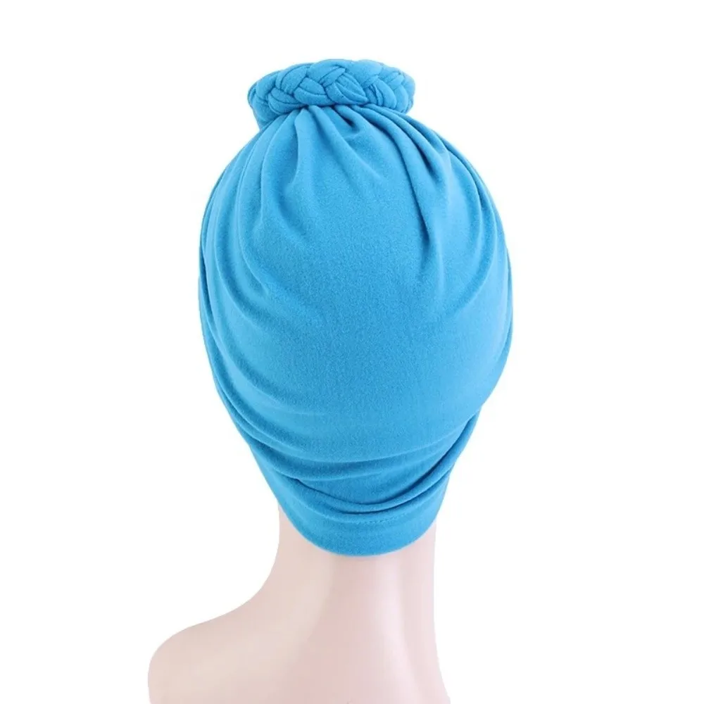 Fashion Vintage Hijab Caps Elastic Wrap Style Islamic Headband Breathable Soft Polyester Twist Knot Turban Hat Women Headwear