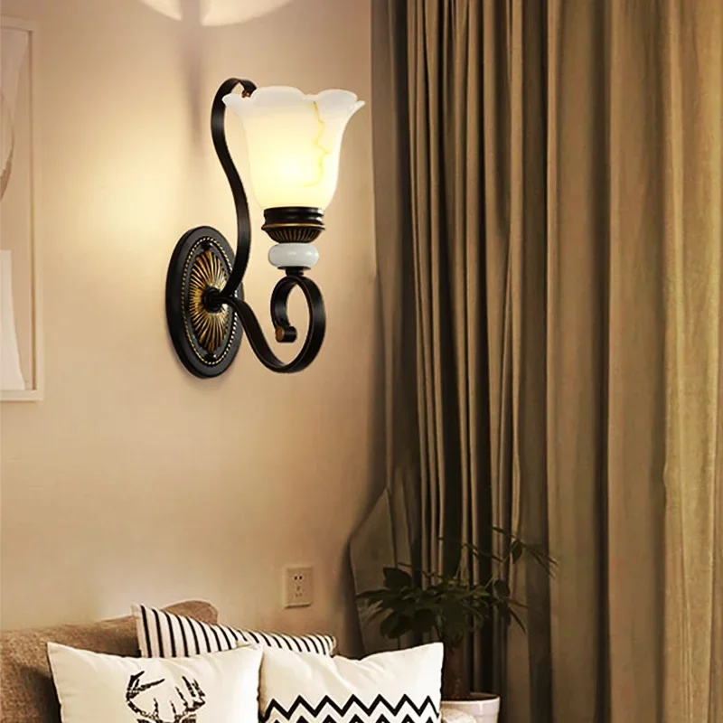 الأمريكية بسيطة السرير الجدار مصباح غرفة المعيشة حائط الخلفية غرفة نوم الممر المدخل غرفة الطعام خمر الزجاج الحديثة الجدار مصباح #1