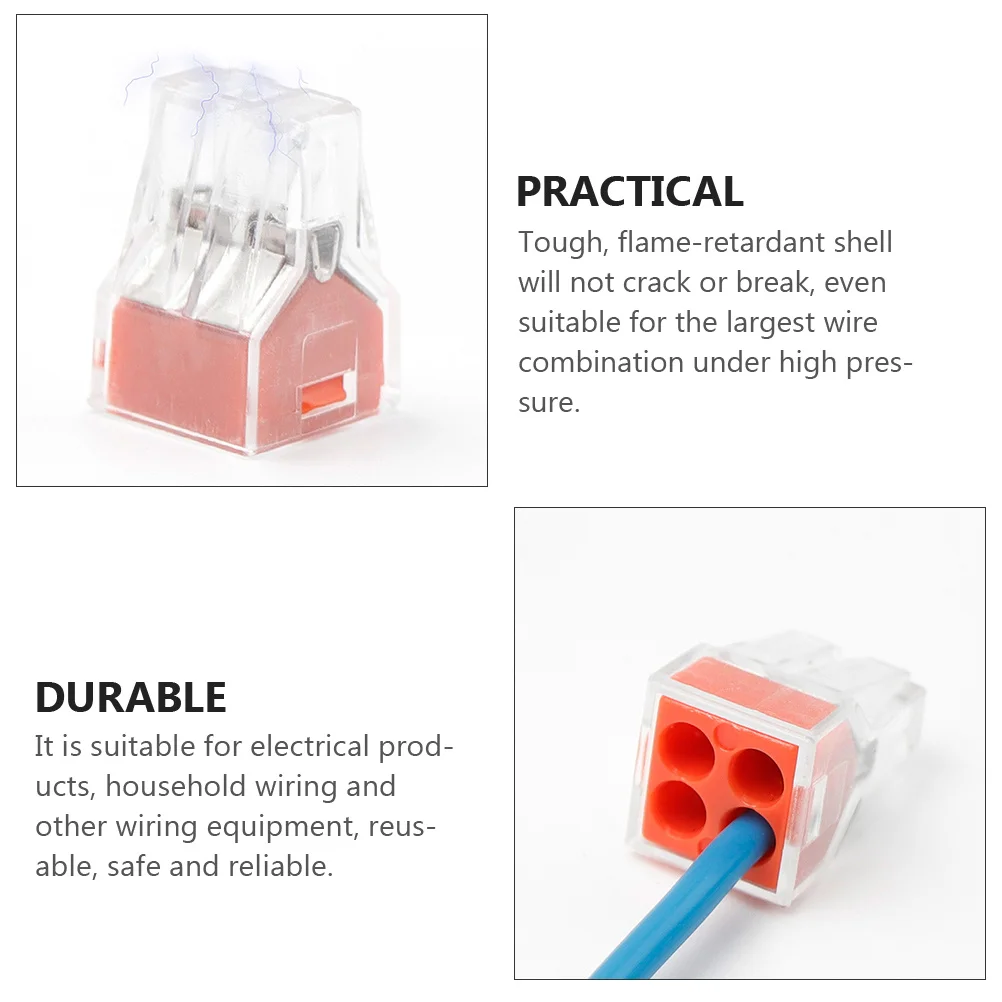 

30Pcs Hard Wire Connectors Durable Flame Retardant Insulated Terminals 4 Holes Wire Connector Quick Terminal Insulated Terminal