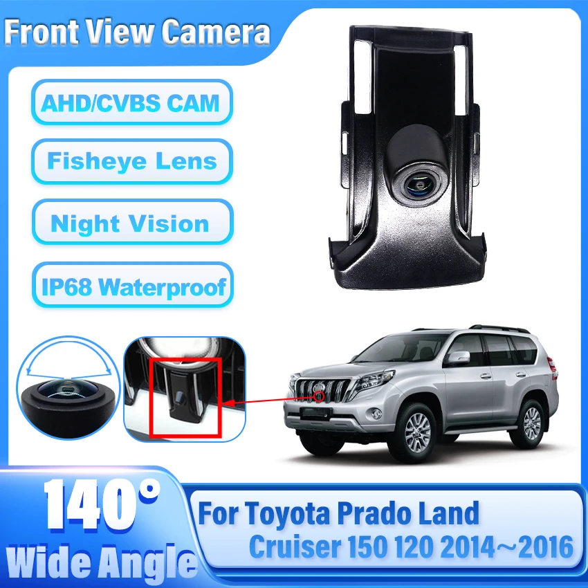 Fisheye Lens 140 Degrees HD Car Front View Logo Embeded Camera For Toyota Prado Land Cruiser 150 120 2014 2015 2016 Night Vision