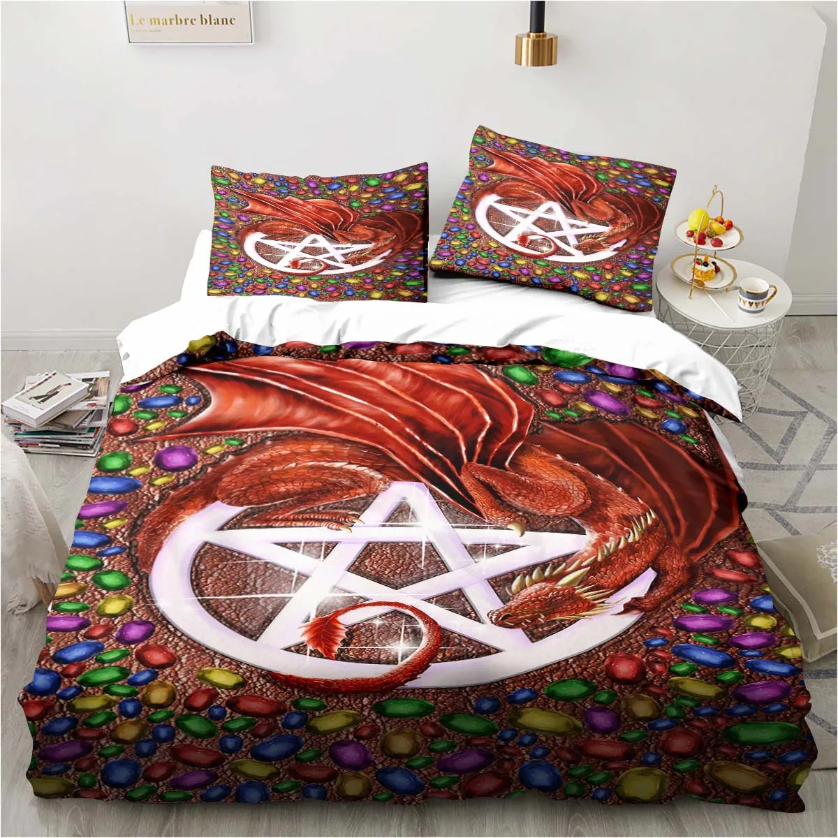 Dragon Bedding Set Sheet Set King Wolf Twin Double Child Bedding Set Mircofiber Polyester Duvet Cover Set