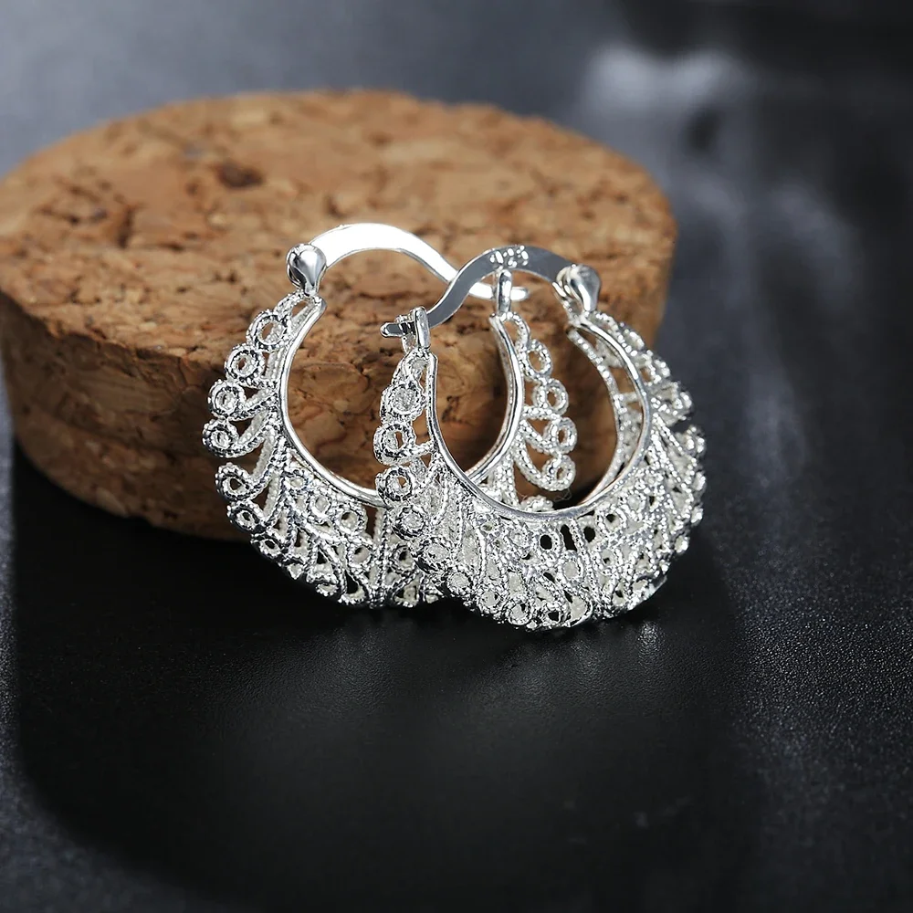 Cute Pretty Fashion Nice Wedding Lady Silver Color Earrings Hot Sale Women Silver Earring Fashion Jewelry Wedding Gift