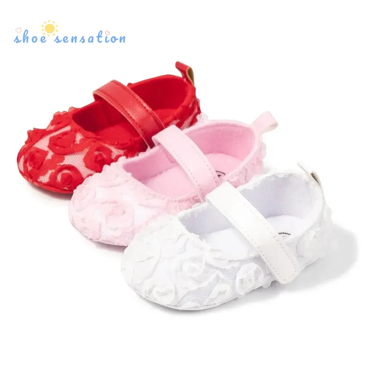 

Meckior Newborn Girl Shoes Lace Flower Baby Shoes Lightweight Infant First Walker Soft Sole Anti-slip Comfortable Crib Moccasins