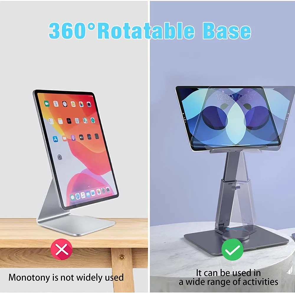 Tablet Stand Desk Riser 360° Rotation Multi-Angle Height Adjustable Foldable Aluminum Holder Dock For Xiaomi iPad Tablet Laptop