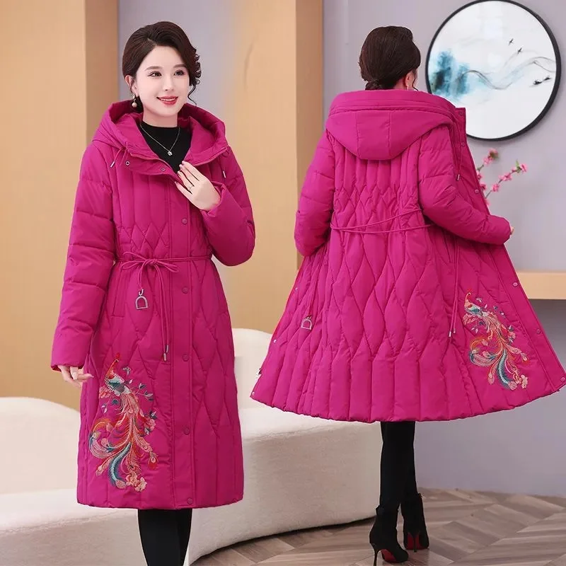 جديد الشتاء مقنعين أسفل سترة المرأة سترة دافئة موضة أسفل القطن المرأة معطف طويل مزاجه ضئيلة معطف الإناث