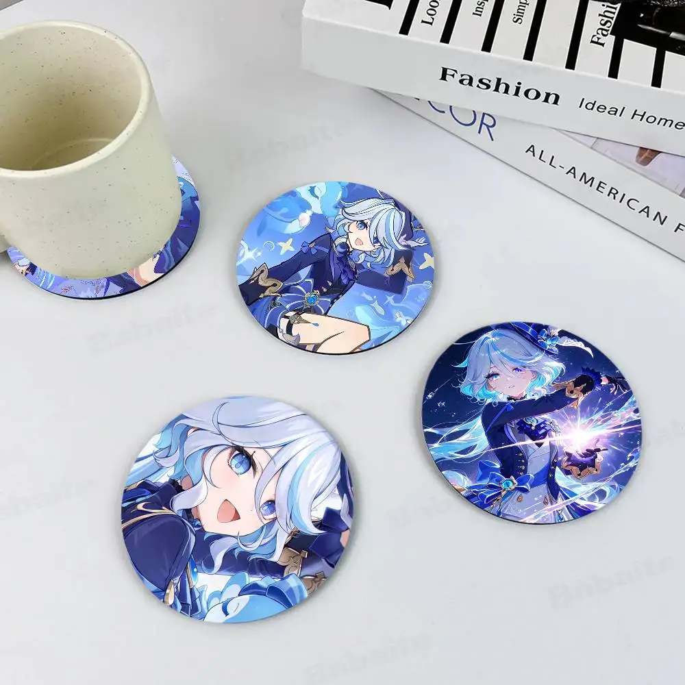 Genshin Impact Furina Focalors 1pc Pattern Coaster Tea Cup Heat Insulation Pad Anti-scalding Anti-slip Table Bowl Plate Mat