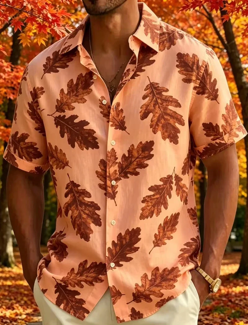 Canada Flag Shirts For Men's Clothing Maple Leaf Pattern Short Sleeve Blouse Tops 3D Print Button Down Shirt Male Clothes