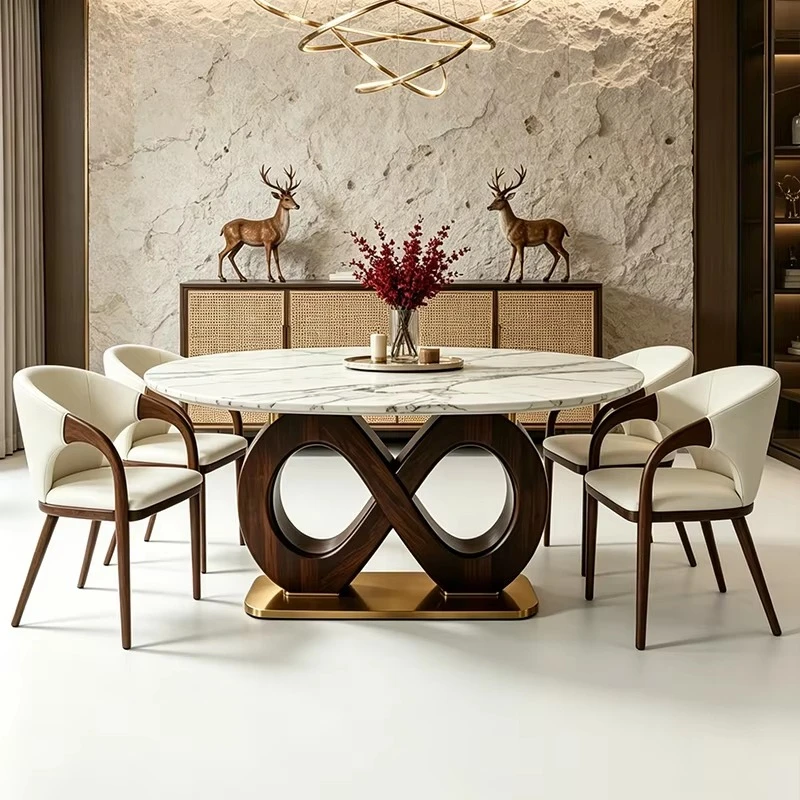 

gq-Luxury Round Marble With Solid Wood Base French Inspired Design Modern Home Furniture For Dining Room And Kitchen%