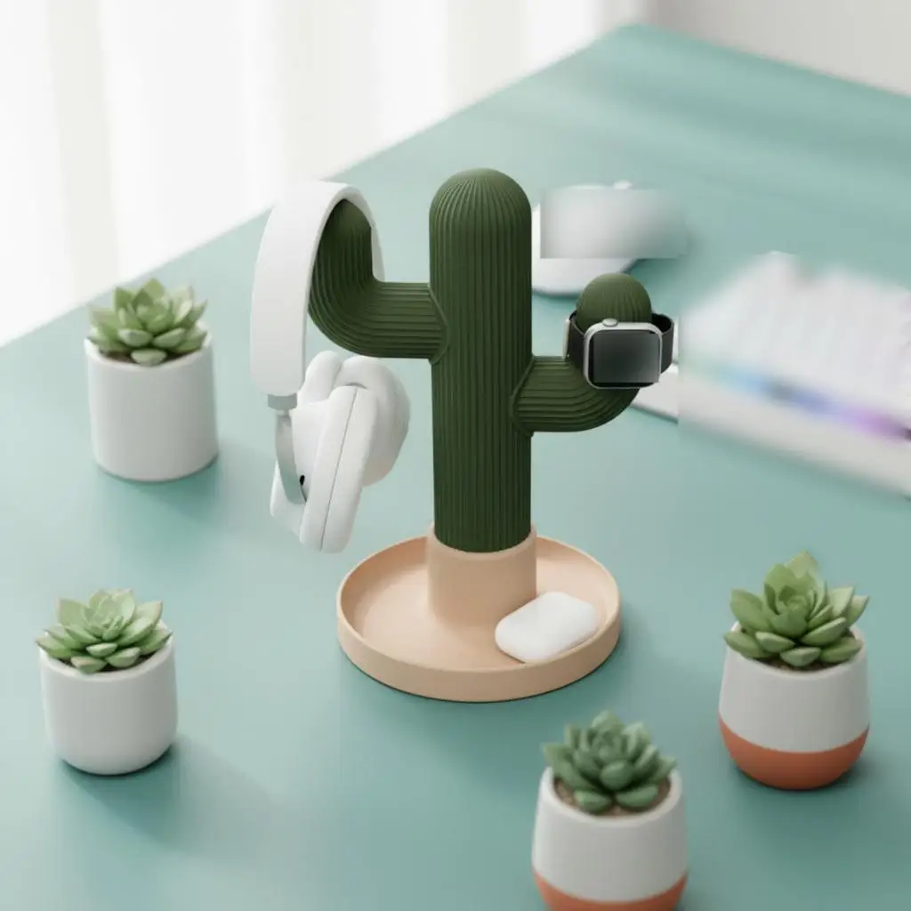 Cactus Headphone Stand Desktop Ornament Headphone and Watch Holder Creative Gift