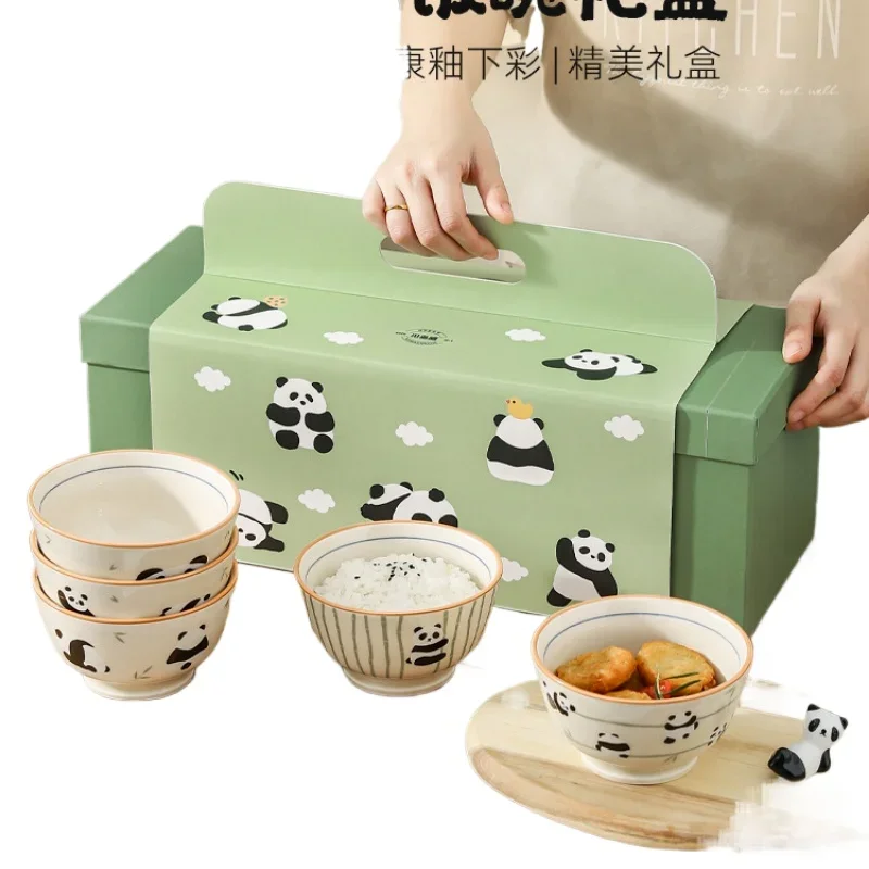 

*Panda Tableware Ceramic Bowl Household Rice Bowl Personal Special Cute Bowl Set Gift Box