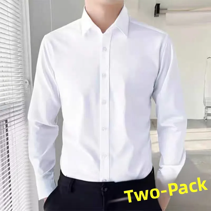 Men's Long Sve Busin irt Slim Fit Workwear Bla Casual Faion Korean Sle No Ironing Required Commute Season Polye...
