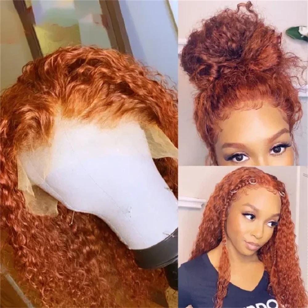 

Soft 26Inch Long Orange Kinky Curly Lace Front Wig For Women With Baby Hair Synthetic Preplucked Glueless Daily