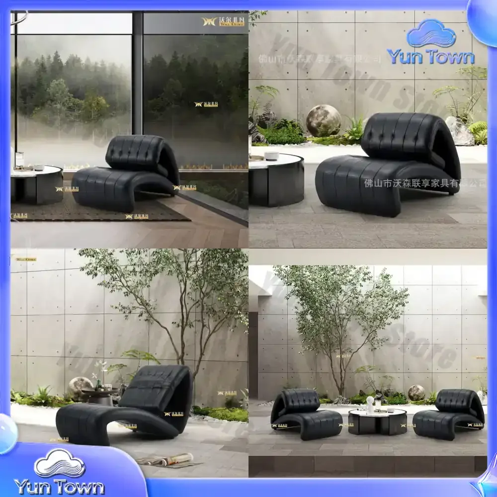 Barcelona Lazy Chair for Living Room Single Sofa Creative Fist Armchair Designer Genuine Leather Multi Functional Recliner