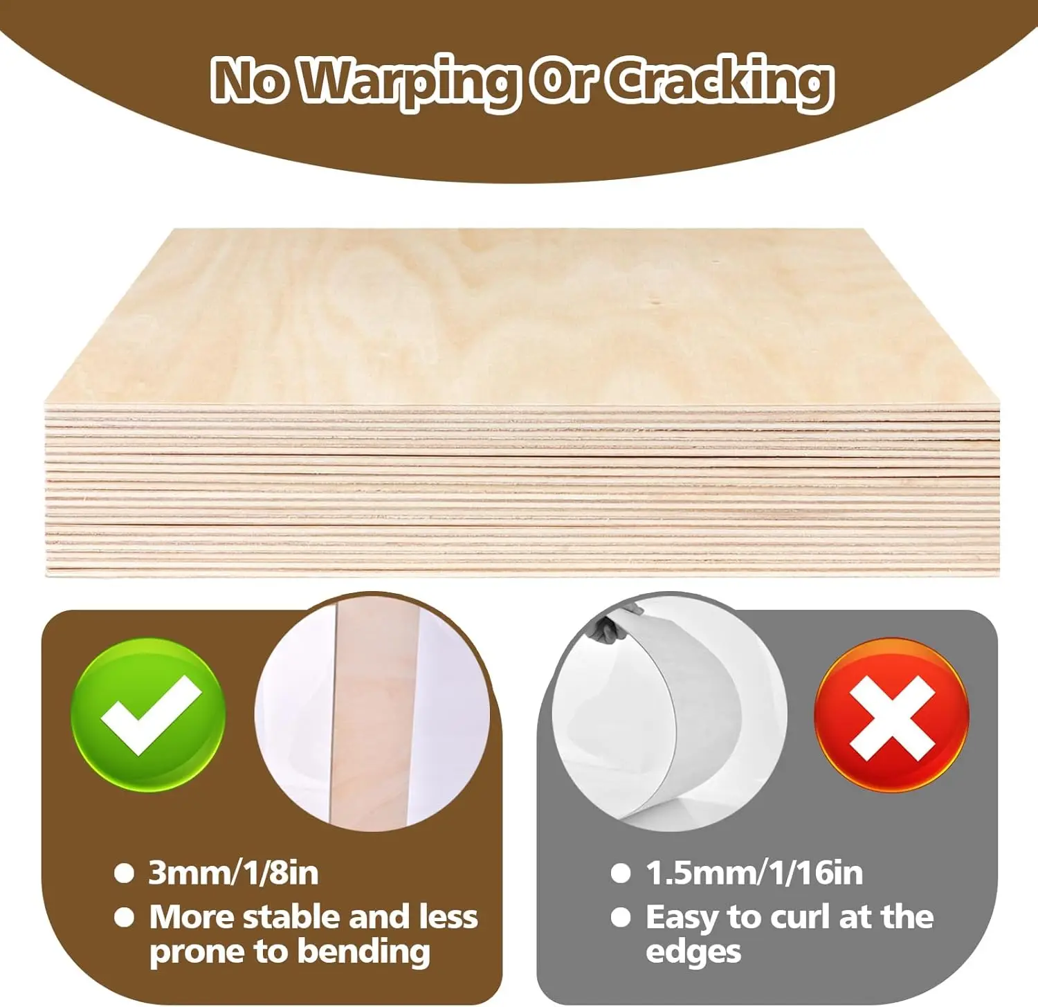 Folhas de basswood de 1/8 polegadas, 12x12 polegadas, 36 peças de placas de madeira inacabadas para artesanato diy, corte a laser, pintura