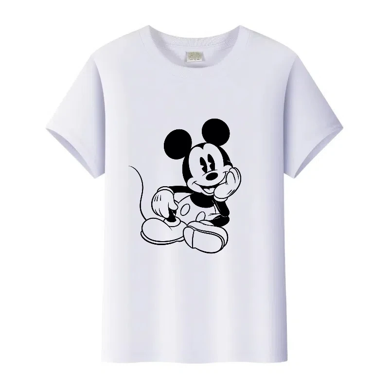 

Модные летние топы с принтом Микки Мауса Диснея, женская одежда в стиле Харадзюку, футболка Y2K, мужские блузки, детские футболки, семейная футболка