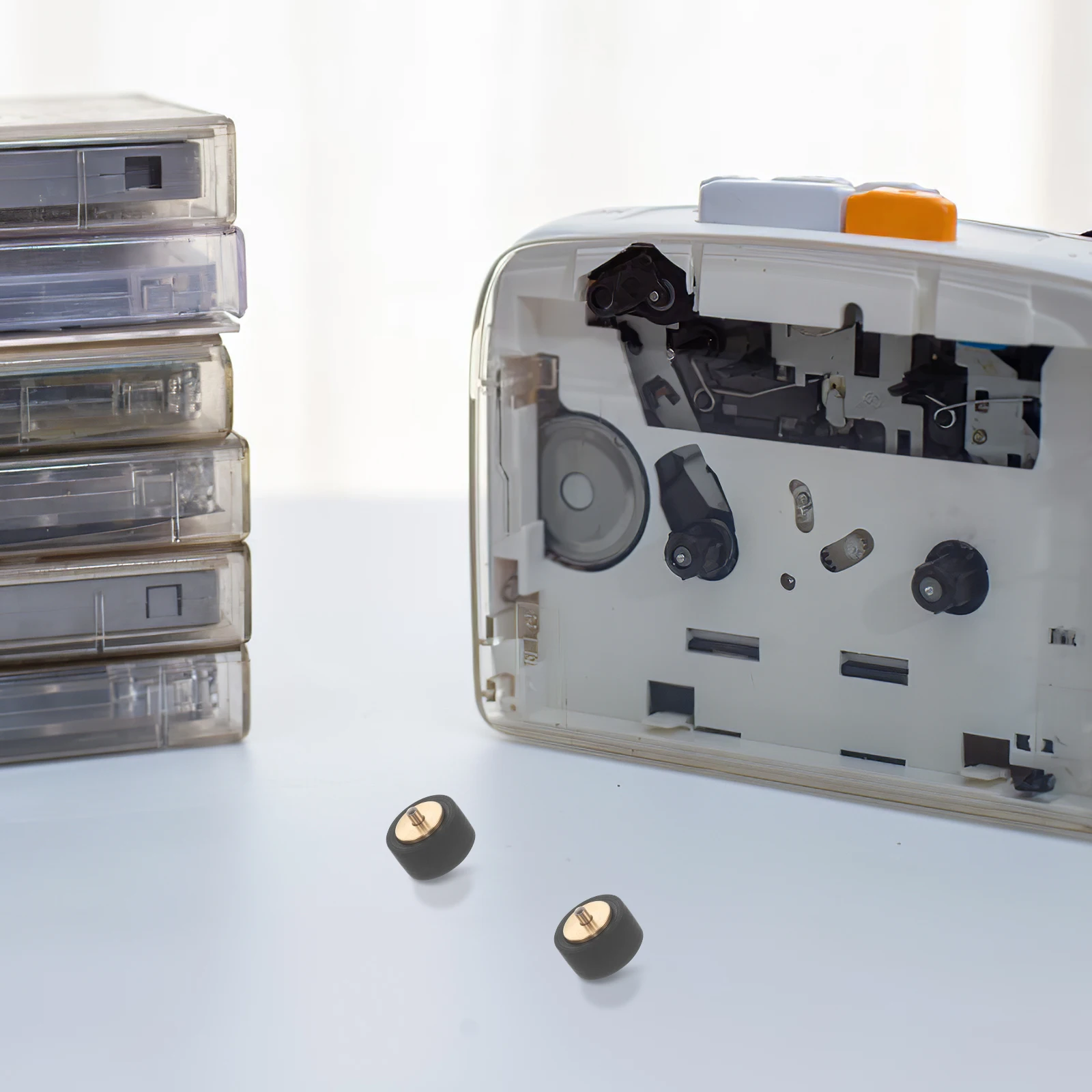 

1 Set Cassette Tape Recorder Pinch Copper Roller Cassette Deck Wheel Replacement High Strength Wear Resistant Rubber Copper