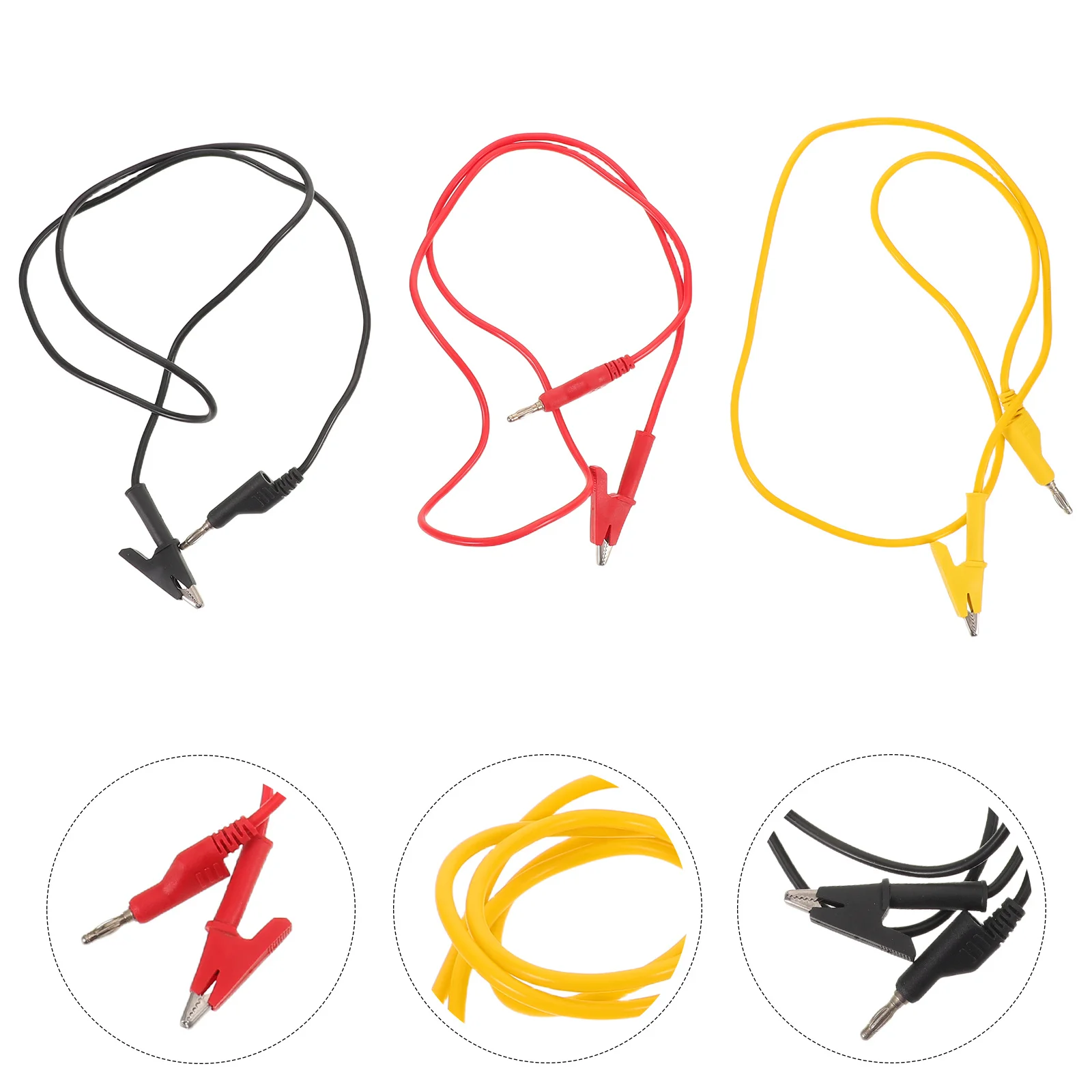 

3Pcs Insulated Circuit Testing Wires Banana Plug to Alligator Clip Test Leads High Voltage Safety Electrical Experiment Jumper