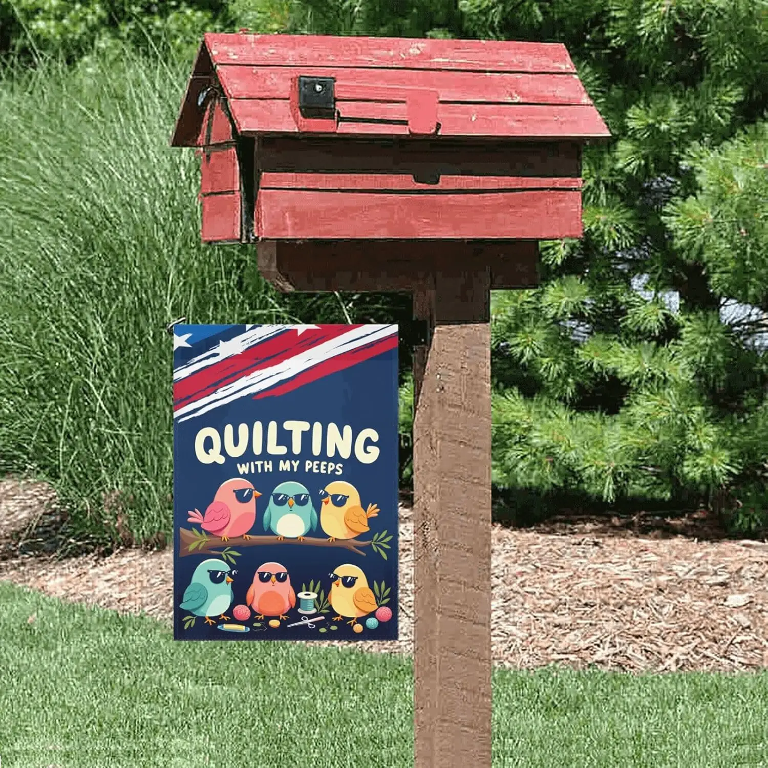 Peace Love Quilting Garden Flags One Size Double SidedYardFlag MME UUV HHM UUX