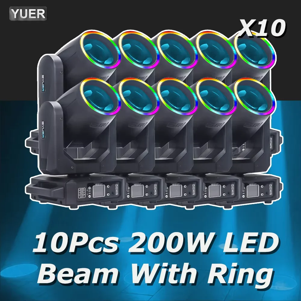 

10 шт./лот Светодиодный прожектор с вращающейся головой и кольцевой подсветкой 200 Вт, режимы Beam+Spot, 18 вращающихся призм, эффект радуги, DMX, для сцены, дискотек и диджеев