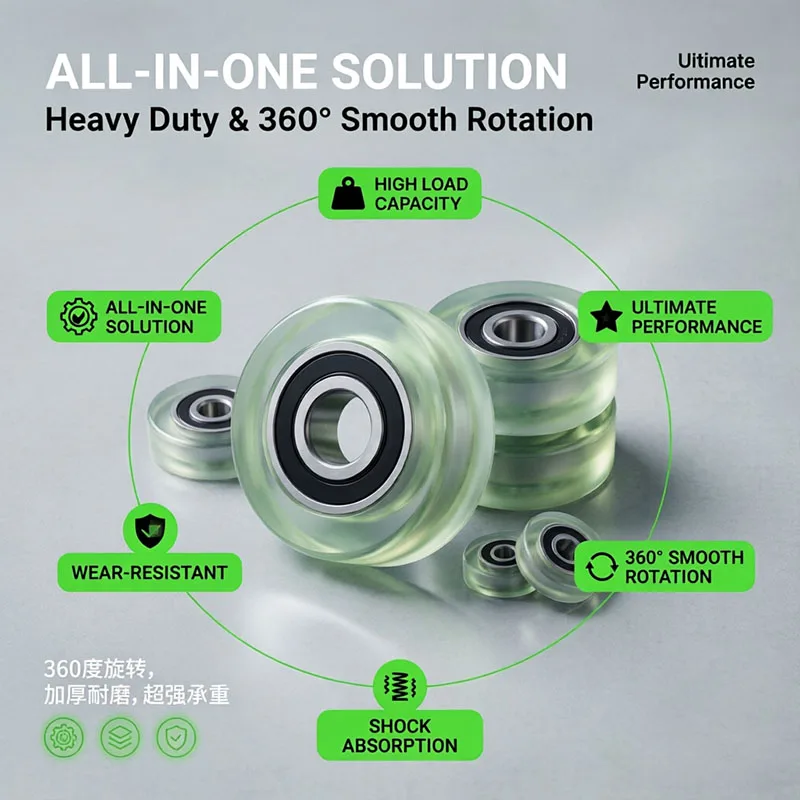 5pcs PU Pulley 15X43X15 With 6202RS Bearing PU620243-15 Polyurethane Wheel 15*43*15 Plastic Coated Roller 43mm Mute Guide Pulley