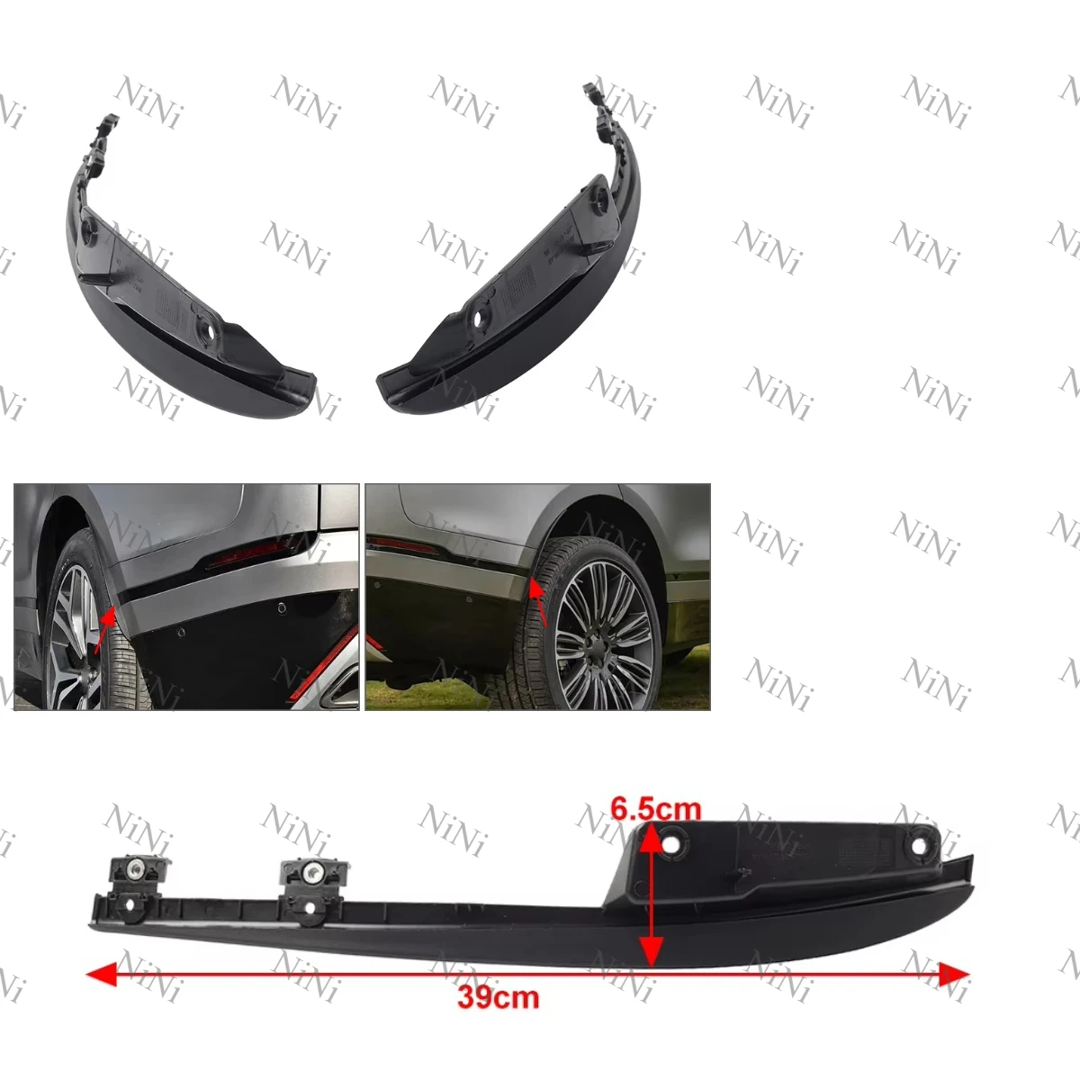 Accessory For Land Rover Range Rover Velar 2017+ ABS Plastic Black 2Pcs Car Rear Bumper Molding Trim Deflector LR092698 LR092697