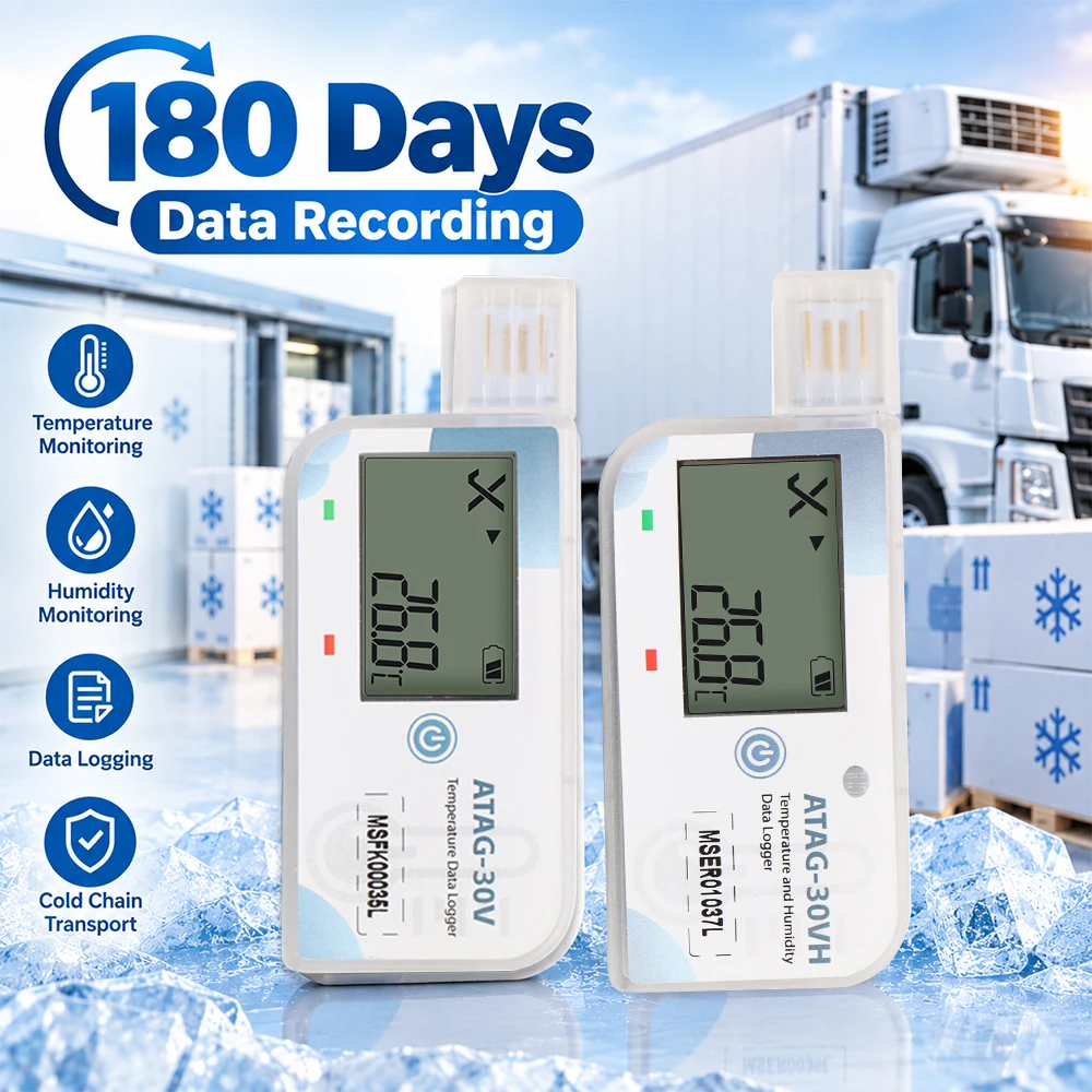 180 Days USB Temperature Data Logger -30°C to 70°C Temperature Humidity Recorder  PDF Report Thermometer Cold Chain Monitoring