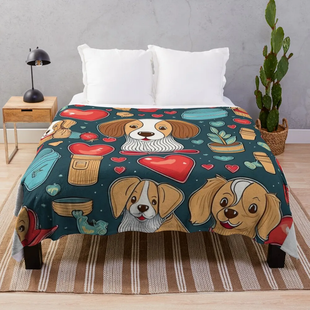 

Pets - Puppy and Dog Lovers Throw Blanket Flannels Plaid Decorative Sofas Blankets