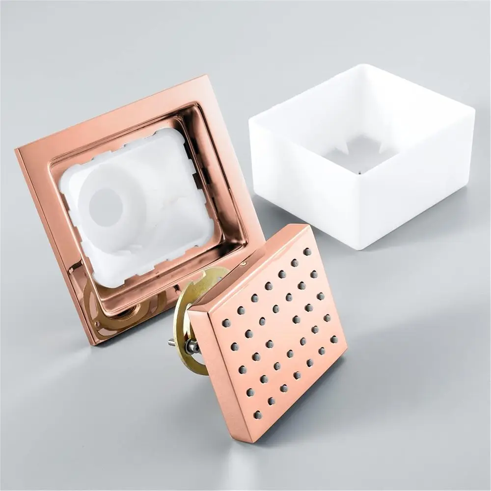 4-częściowy zestaw kwadratowych dysz prysznicowych z litego mosiądzu, system masażu montowany na ścianie, styl SPA, różowe złoto