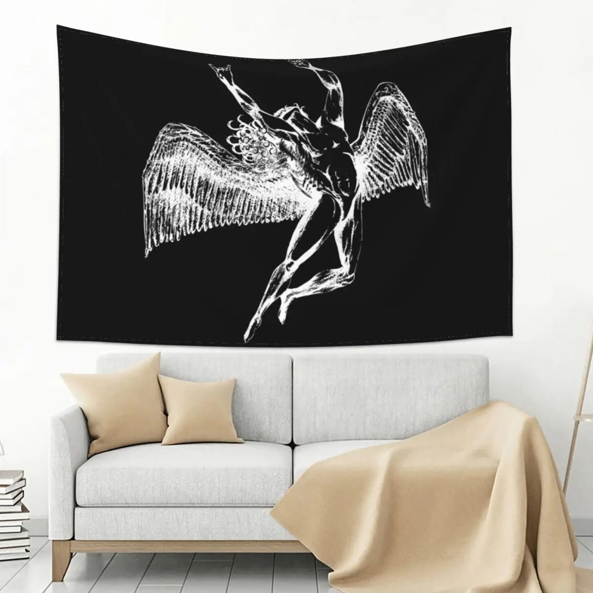 

ICARUS THROWS THE HORNS - white ***FAV ICARUS GONE SEE BELOW*** Tapestry Wall Mural Korean Room Decor Home Decorating Tapestry