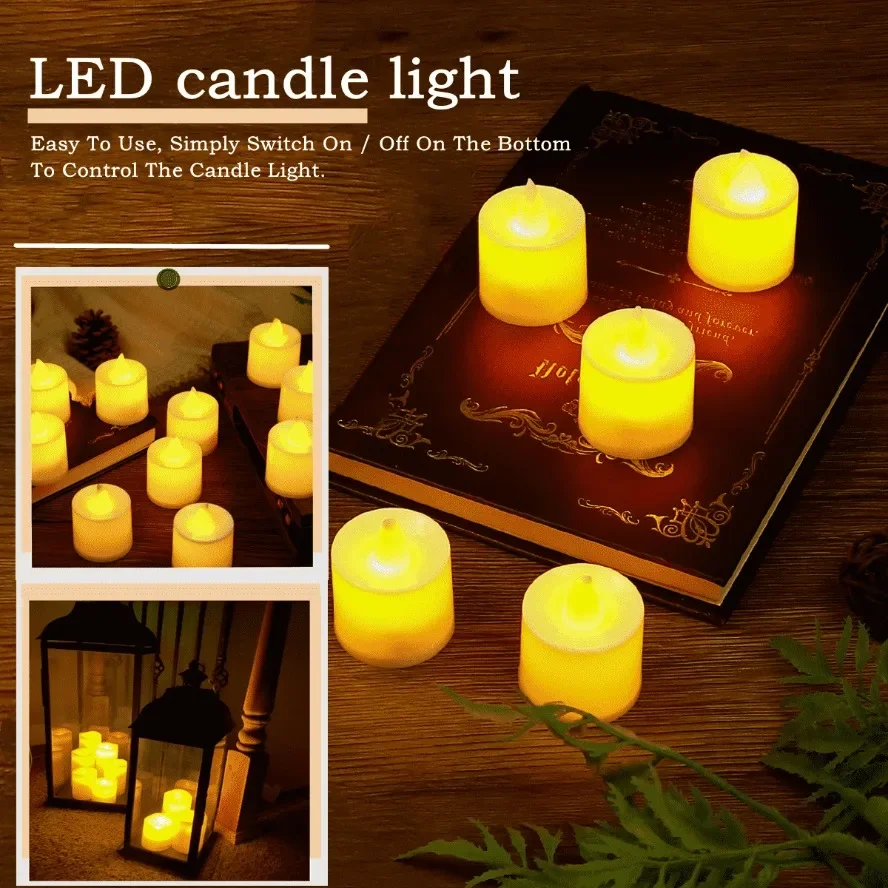 50/24*Pack Colorful LED Candle Light Battery Operated Tealight Switch Candles Flameless Wedding Home Christmas Decor Mini Candle