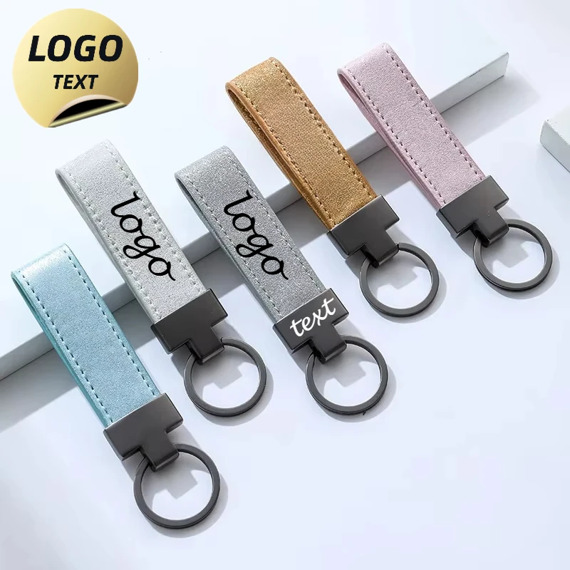 

Laser Customized LOGO Keychain Shiny Leathe Metal Blank Personalized Name Number Car Keyring Pendant Holder Engrave Key Chain