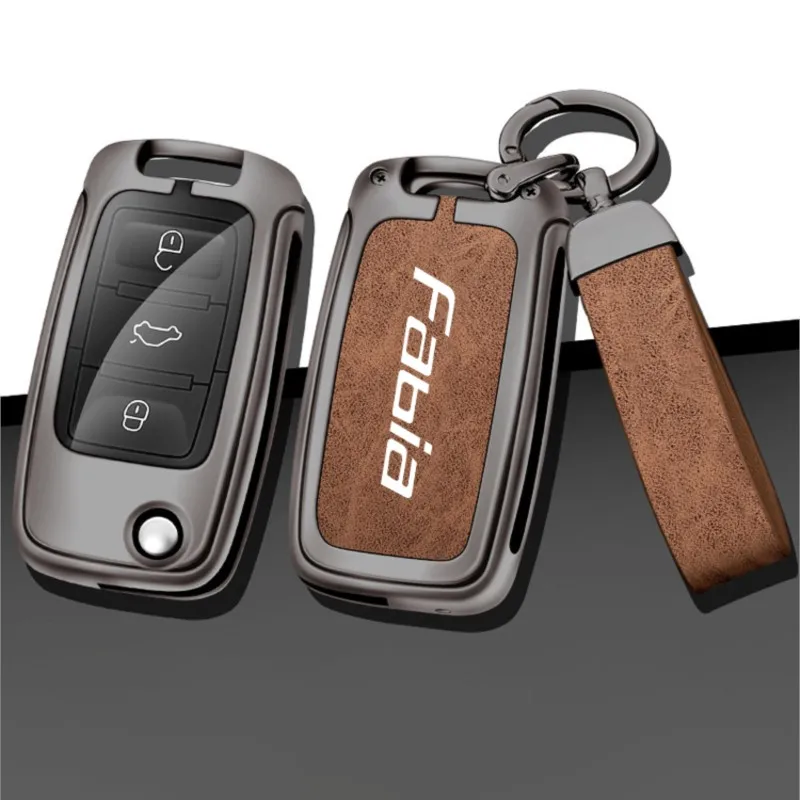 

Zinc Alloy Car Remote Key Case Cover For Skoda Fabia Remote Control Protector For Skoda Fabia MK 1 2 3 Auto Keychain Accessories